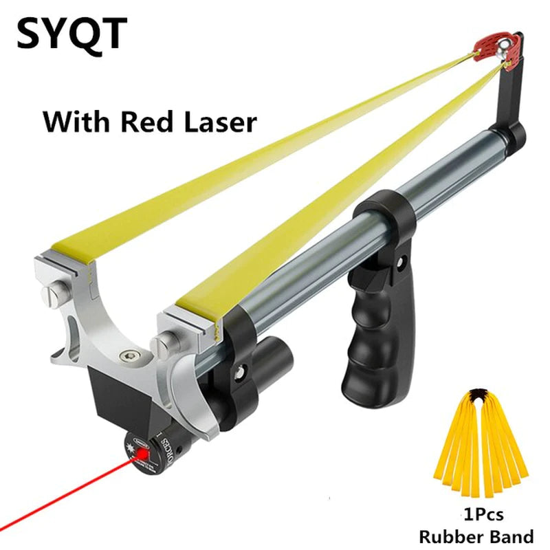 High Precision Telescopic Slingshot High Power Rubber Band Slingshots with Red Laser Stainless Steel Outdoor Hunting Catapult