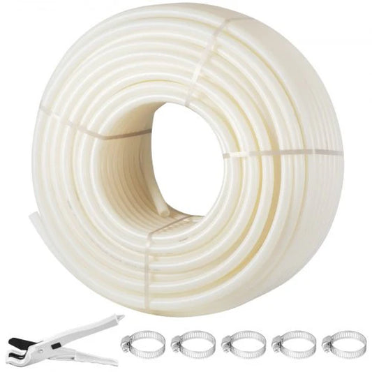 VEVOR PEX Pipe, 1 Inch X 500 FT PEX Tubing, Non Oxygen Barrier White PEX-B Pipe, Flexible PEX Water Line for RV Sewer Hose, Plumbing, Radiant Heating