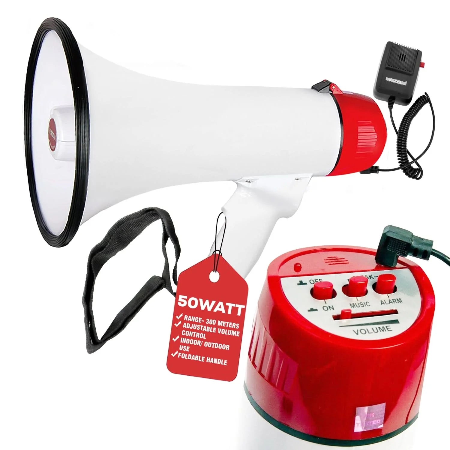 5Core Megaphone Bullhorn Speaker 50W Bull Horn Cheer Megafono 300 Meter